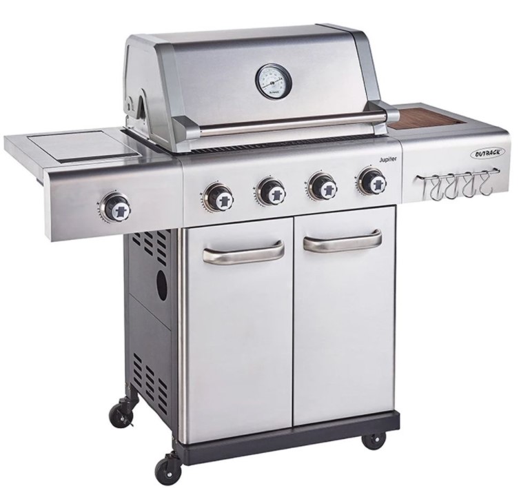 Outback Jupiter 4 Burner Gas Hooded BBQ Stainless Steel 370767