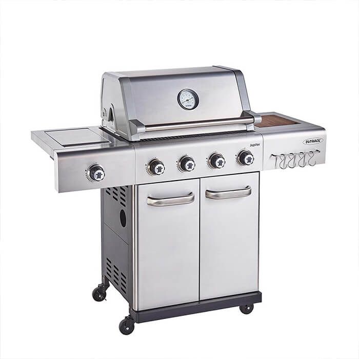 Outback Jupiter 4 Burner Gas Hooded BBQ Stainless Steel 370767